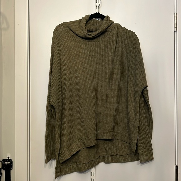 Olive Green Cowl Neck Tunic with Dolman Inspired Sleeves - Picture 1 of 2